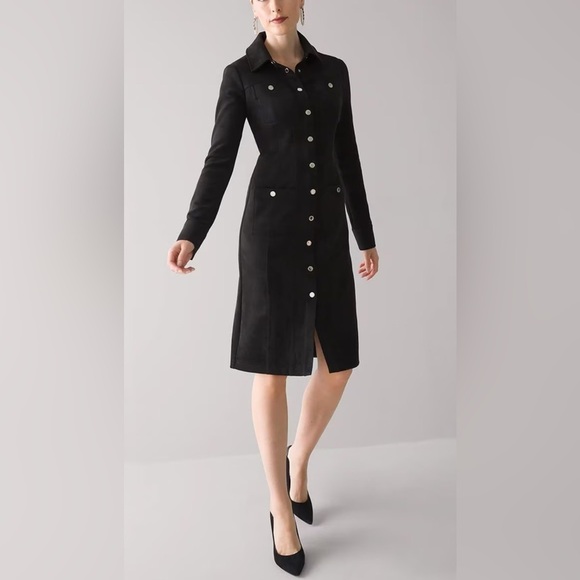 White House Black Market Vegan Suede Shirtdress Size 6 NWT - Picture 2 of 12